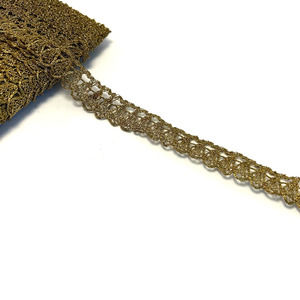 Antique Passementerie French Gold Metallic Thread Ribbon Trim 3 Pieces